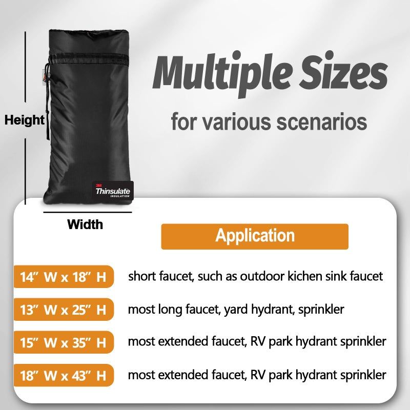 DEMEDO XXL Outdoor Faucet Covers for Winter, 3M Thinsulate Sprinkler Freeze Protector, 25â€H x 13â€W for Garden Lawn Faucets and Yard Hydrant, Waterproof Insulated Spigot Cover, Reusable Faucet Sock - Image 5